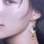 gemstone earrings - hammered diamond - Argentium silver - large - Image 4