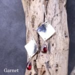 gemstone earrings - hammered diamond - Argentium silver - large - Image 9