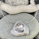 quartz cage pendant - Argentium silver - 53.5 carat - Image 3