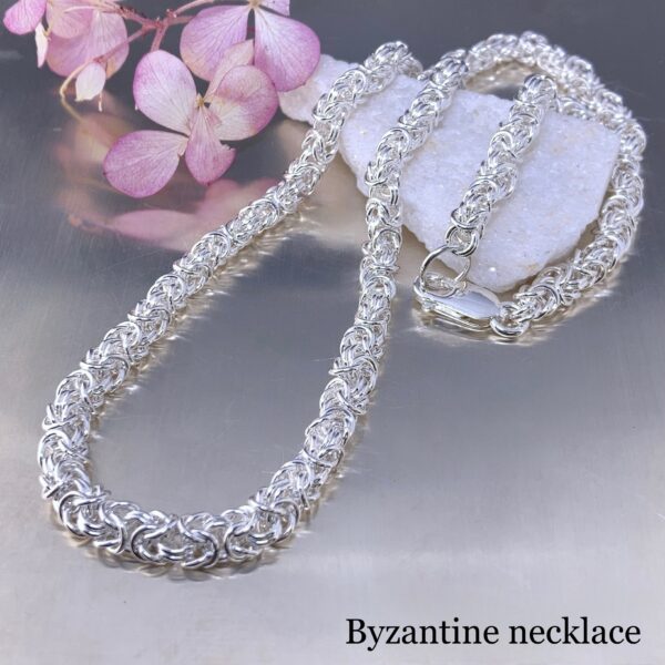 byzantine necklace - medium - Argentium silver - Image 3