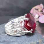 red topaz ring - size 8.25 - Argentium silver bark band - 18 carat - Image 4
