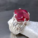 red topaz ring - size 8.25 - Argentium silver bark band - 18 carat - Image 2