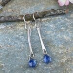 kyanite earrings - twist bar - Argentium silver - Image 3