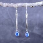 kyanite earrings - twist bar - Argentium silver