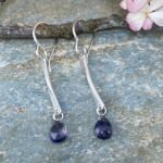 iolite earrings - twist bar - Argentium silver - Image 2