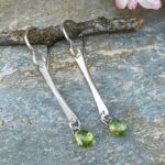 peridot earrings - twist bar - Argentium silver - Image 2