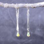 opal earrings - twist bar - Argentium silver - Image 2