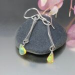 opal earrings - twist bar - Argentium silver