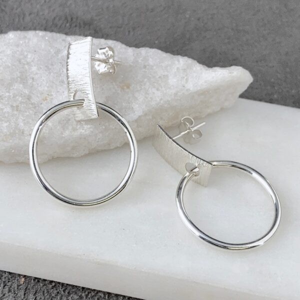 hoop earrings - rectangle post - Argentium silver - Image 2