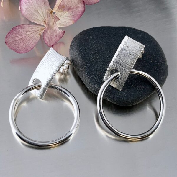 hoop earrings - rectangle post - Argentium silver - Image 5