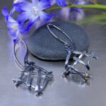 twig earrings - diamond - antique Argentium silver