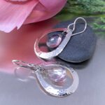 pink topaz earrings - hollow teardrop - Argentium silver