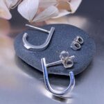 J-hoop earrings - small post - Argentium silver