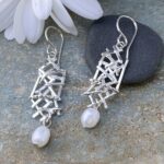 pearl earrings - twigs - Argentium silver - Image 3