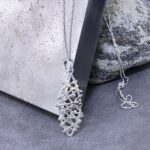 twig marquise shape pendant - Argentium silver