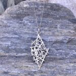 twig diamond shape pendant - Argentium silver - Image 2