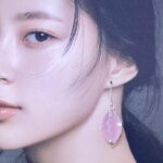 rose quartz earrings - Argentium silver - 49.5 carat - Image 2