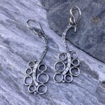 pebbles earrings - branch - antique Argentium silver