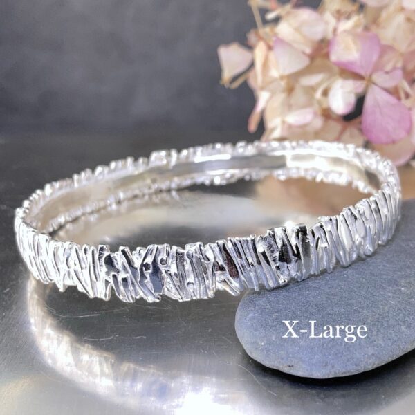 bark bangle - Argentium silver bracelet - XLarge