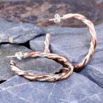 copper, Argentium silver, brass - twist hoop earrings - Image 3