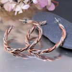 copper, Argentium silver, brass - twist hoop earrings - Image 4