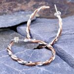 copper, Argentium silver - twist hoop earrings - Image 3