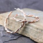 copper, Argentium silver - twist hoop earrings - Image 2