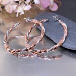 copper, Argentium silver - twist hoop earrings - Image 3