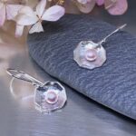 pearl (pink) earrings - blossoms - Argentium silver - Image 2