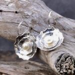pearl earrings - blossoms - Argentium silver - Image 4