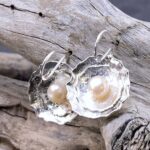 pearl earrings - blossoms - Argentium silver - Image 4