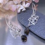 smoky quartz earrings - twigs - Argentium silver