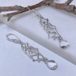 quartz earrings - twigs - Argentium silver