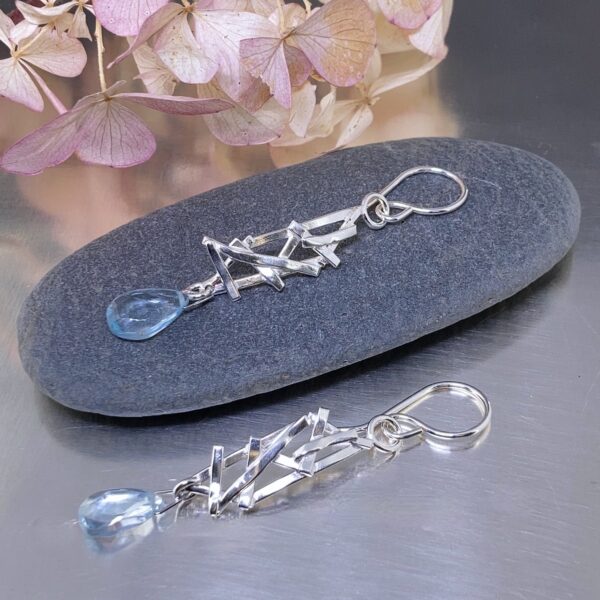 Swiss topaz earrings - twigs - Argentium silver - Image 3