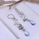 Swiss topaz earrings - twigs - Argentium silver