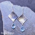 gemstone earrings - hammered diamond - Argentium silver - small - Image 16