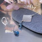 gemstone earrings - hammered diamond - Argentium silver - small - Image 6