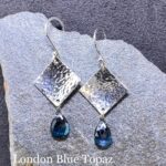 gemstone earrings - hammered diamond - Argentium silver - small - Image 14