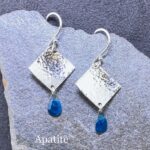 gemstone earrings - hammered diamond - Argentium silver - small - Image 17