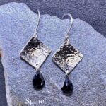 gemstone earrings - hammered diamond - Argentium silver - small - Image 15