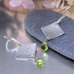 gemstone earrings - hammered diamond - Argentium silver - small - Image 9