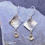 gemstone earrings - hammered diamond - Argentium silver - small - Image 10