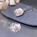pearl (pink) earrings - blossoms - Argentium silver
