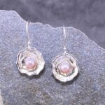 pearl (pink) earrings - blossoms - Argentium silver - Image 4