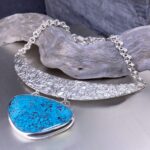 turquoise necklace - Argentium Silver lunar collar