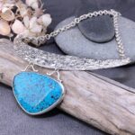 turquoise necklace - Argentium Silver lunar collar - Image 3
