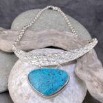turquoise necklace - Argentium Silver lunar collar - Image 4