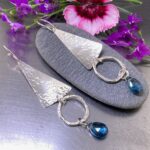 London blue topaz earrings - sail over sun - Argentium silver - Image 3
