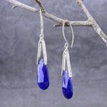 lapis earrings – V Bail – Argentium silver