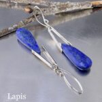 lapis earrings – V Bail – Argentium silver - Image 5